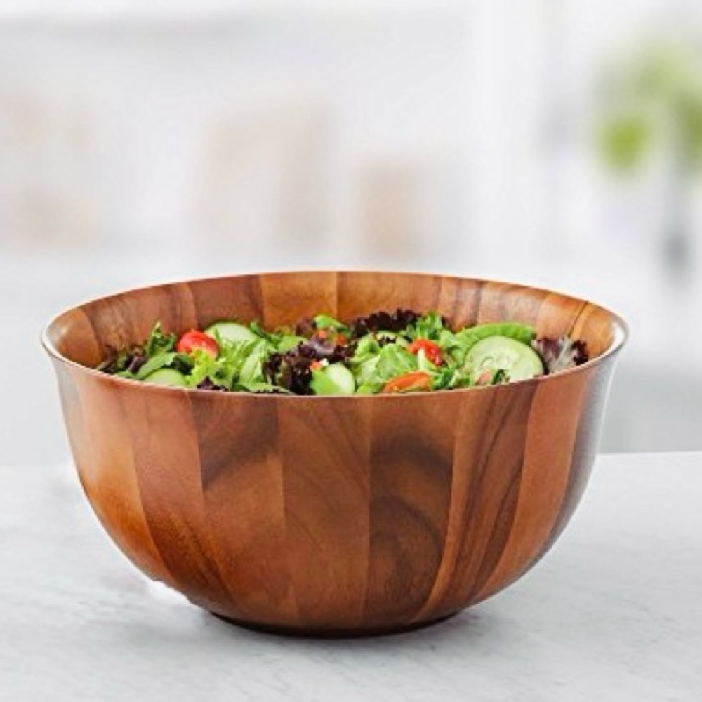B. SMITH Brown Acacia Wood Salad Bowl 12” Wooden